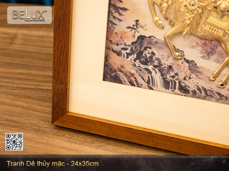 Tranh dê thủy mặc dát vàng kt 35x24cm&nbsp;